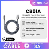 REMAX - CB01A Mirage 3A USB To Type-C Fast Charging Data Cable - Black