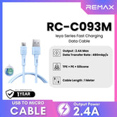 REMAX - RC-C093M Leya Series USB to Micro Fast Charging Data Cable (2.4A) - Blue