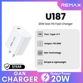 REMAX - U187 PD Gan Fast Charger (20W) - White