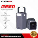 Gadget Max GB60 iMEX Series 60000mAh PD +QC Fast Charging Power Bank(PD 22.5W) - Grey