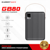 GADGET MAX GB80 iMEX Series 80000mAh PD+QC Fast Charging Power Bank(PD 22.5W) - Grey