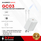 GADGET MAX - GC03 Super PD 33W Fast Charger Set - White