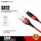 GADGET MAX GX12 FAST CHARGING EXQUISITE & PRACTICAL DATA CABLE FOR IPH (2.4A) (1.2M) - ?BLACK