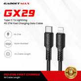 GADGET MAX - GX29 C-L Woven Series Type-C To Lightning Fast Charging Data Cable (27W) - Black