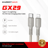 GADGET MAX - GX29 C-L Woven Series Type-C To Lightning Fast Charging Data Cable (27W) - Grey