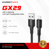GADGET MAX - GX29 Woven Series USB To Lightning Charging Data Cable (2.4A) - Black