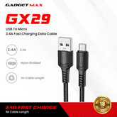 GADGET MAX - GX29 Woven Series USB To Micro Charging Data Cable (2.4A) - Black