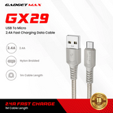 GADGET MAX - GX29 Woven Series USB To Micro Charging Data Cable (2.4A) - Grey