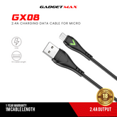 GADGET MAX GX08 MICRO 2.4A CHARGING DATA CABLE FOR MICRO (2.4A)(1M) - BLACK