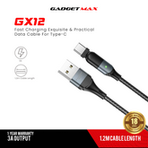 GADGET MAX GX12 FAST CHARGING EXQUISITE & PRACTICAL DATA CABLE FOR TYPE-C (3A) (1.2M) - RED