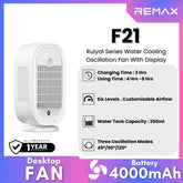 REMAX F21 Ruiyal Series Water Cooling Oscillating Fan with Display - White