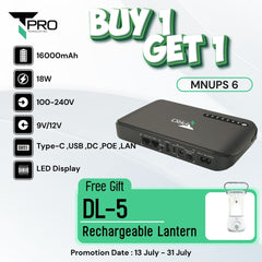 T Pro TP-MNUPS 6 16000mAh Multifunction Network DC UPS(18W) - Black