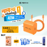 REMAX - CA10 C-C C40W Wisers Gallium Nitride & PD 65W Cable Charger Set - Orange