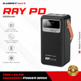 GADGET MAX - RAY PD Series 60000mAh PD+QC Fast Charging Power Bank(PD 20W+QC 22.5W) - Black