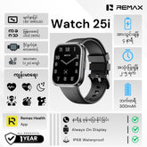 REMAX - Watch 25i Aluminium Alloy Smart Watch - Black