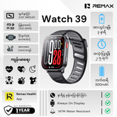 REMAX - Watch 39 Lingfeng Square-Screen AMOLED Smart Watch - Black