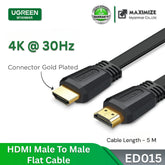 UGREEN - ED015 4K 30 Hz HDMI 2.0 Flat Cable for TV HD Monitor Projector - 5M