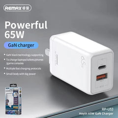 REMAX - RP-U53 Hoyin Series PD+QC GAN Charger (65W) - White
