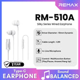 REMAX - RM-510A Silky Series Type-C Wired Earphone - Red