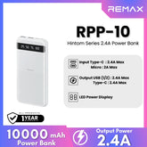 REMAX - RPP-10 Hintom Series 10000mAh Fast Charging Power Bank (2.4A) - White
