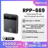 REMAX RPP-669 Dinba Series 20000mAh PD+QC Fast Charger Power Bank(100W) - Black