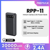 REMAX - RPP-11 Hintom Series 20000mAh Fast Charging Power Bank (2.4A) -Black