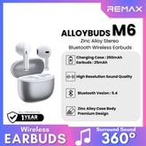 REMAX - ALLOYBUDS M6 Zinc Alloy Bluetooth Wireless Earbuds - Silver