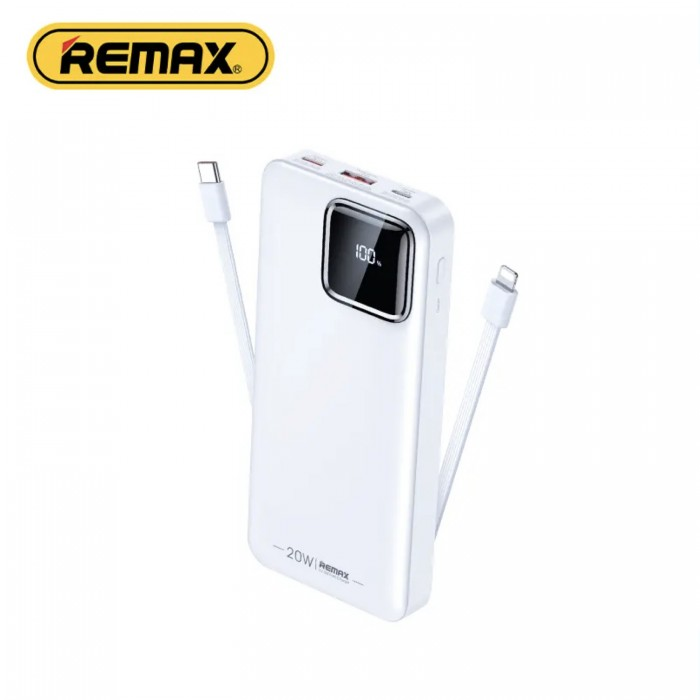 REMAX RPP-513 20000mAh SUJI SERIES PD 20W+QC 22.5W Fast Charging CABLE POWER BANK-White