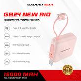 GADGET MAX GB24 AIO Pro Series 15000mAh All-in-One Fast Charging Power Bank - Pink