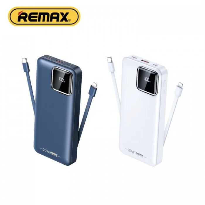 REMAX RPP-513 20000mAh SUJI SERIES PD 20W+QC 22.5W Fast Charging CABLE POWER BANK-White