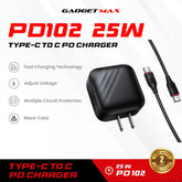 GADGET MAX - PD102 25W PD Type-C Charger Set - Black