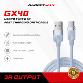 GADGET MAX - GX40 Type-C Nobel Series USB To Type-C Charging Data Cable (3A) - Blue