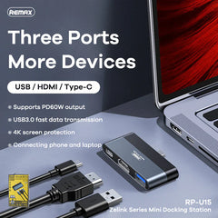 REMAX - RP-U15 Zelink Series Mini Docking Station - Tarnish