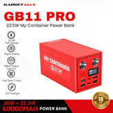 GADGET MAX GB11 Pro My Container Series 60000mAh PD+QC Fast Charging Power Bank(PD 20W+QC 22.5W) - Red