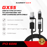 GADGET MAX - GX55 (A+C-C+L ) Hyper Series 4 In 1 Fast Charging Data Cable (60W) - Black