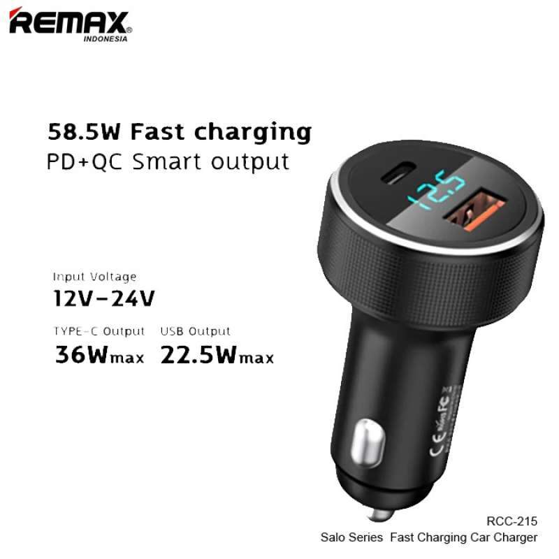 Car charger USB, 2x USB-C Remax RCC330, 66W (black) - SMARTC