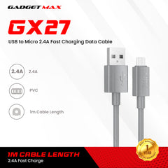 GADGET MAX - GX27 TPE Series USB To Micro Data Cable ( 2.4A ) - Grey
