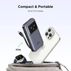 UGREEN - PB511  Uno 10000mAh 30W 1C1A Power Bank With 1*30W Built-in Cable - Space Gray