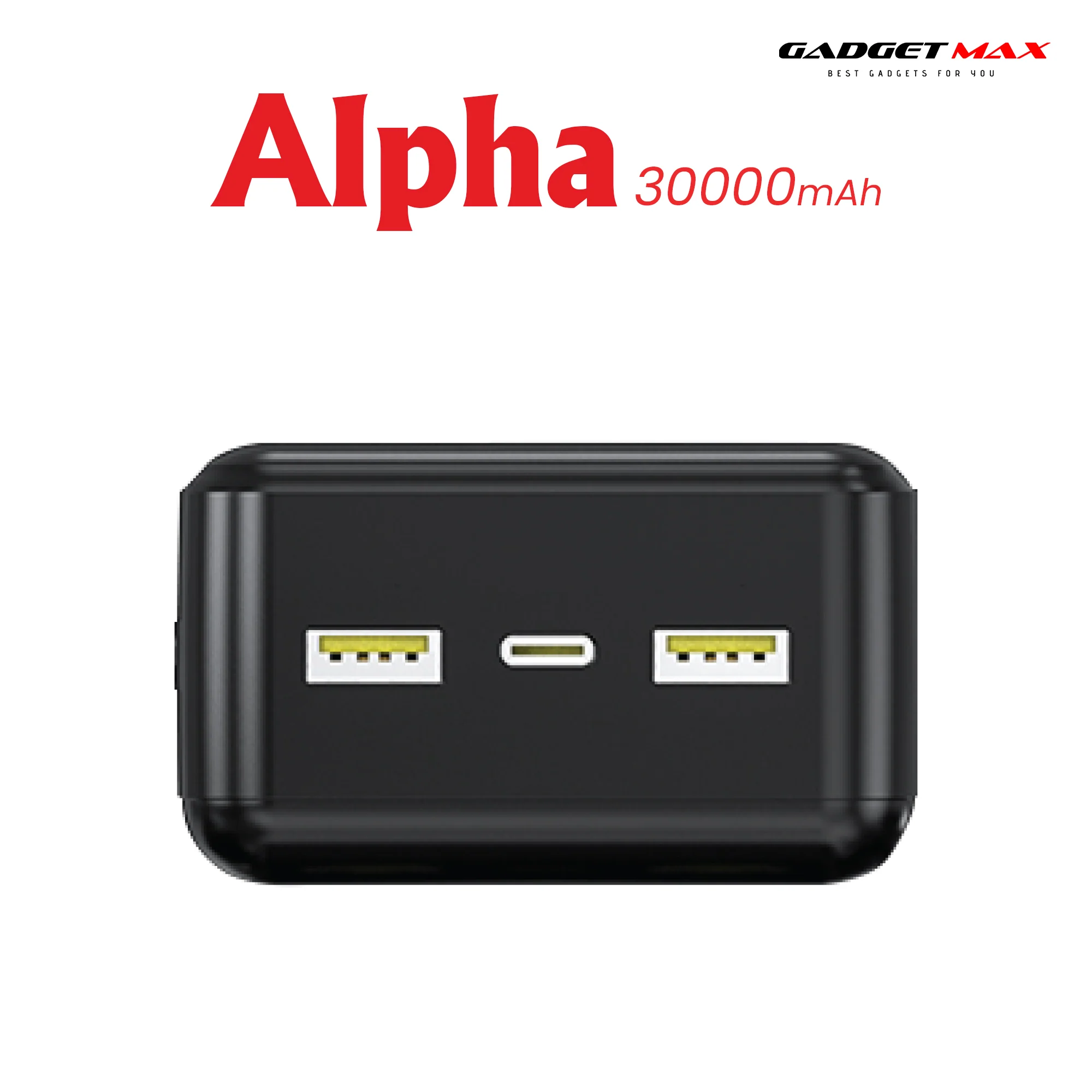 GADGET MAX - GB103 Alpha Series 30000mAh Power Bank - Black