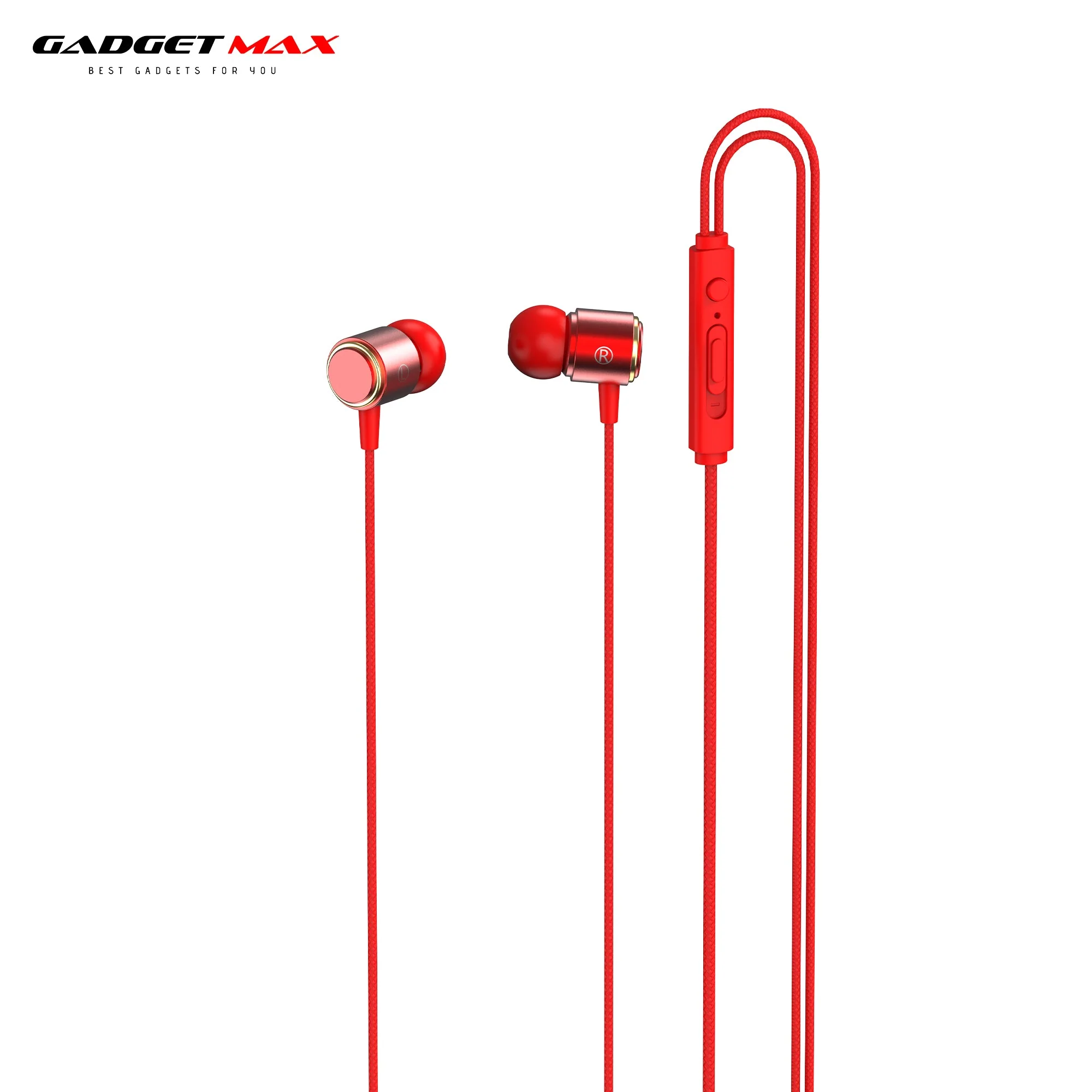 GADGET MAX X-PRO STEREO BASS  3.5MM EARPHONE WIRED CONTROL EARPHONE (3.5MM) Wired Earphone - RED