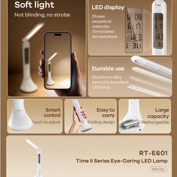 REMAX RT-E601 1200MAH TIME II SERIES EYE-CARING LED LAMP – Remax Online ...