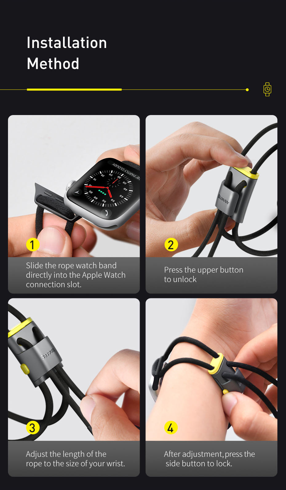 (Buy 1 Get 1) Baseus Let's Go for Apple Watch Series 3/4/5 (38/40/42/44 MM) Lockable Rope Strap (နာရီလက်ပတ်ကြိုး)