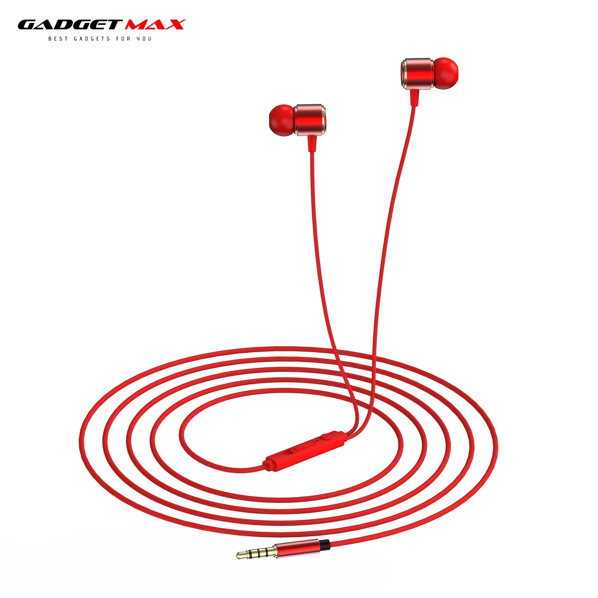 GADGET MAX X-PRO STEREO BASS  3.5MM EARPHONE WIRED CONTROL EARPHONE (3.5MM) Wired Earphone - RED