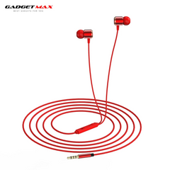 GADGET MAX X-PRO STEREO BASS  3.5MM EARPHONE WIRED CONTROL EARPHONE (3.5MM) Wired Earphone - RED