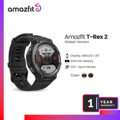Amazfit T-Rex 2 Smart Watch for Men - (1Year Official Warranty)-Ember Black