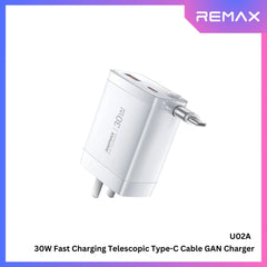 REMAX - U02A Hidden 30W 2 In 1 GAN Charger ( PD+QC ) - White