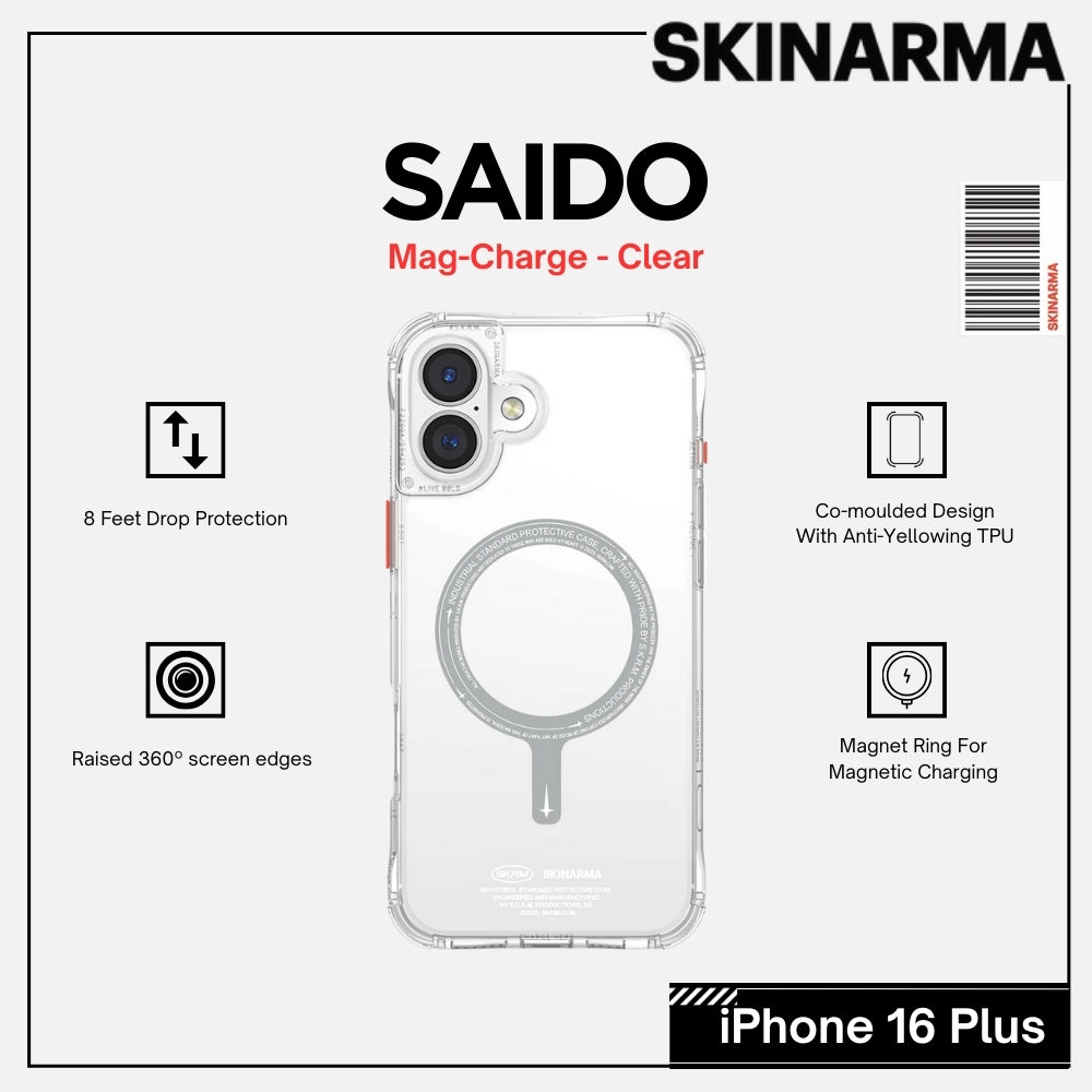 Skinarma iPhone 16 Plus 6.7" Saido Mag-Charge Case - Clear