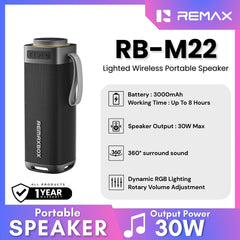 REMAX - RB-M22 Lighted Wireless Portable Speaker (30W) - Black