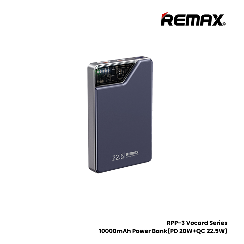 REMAX RPP-3 Vocard Series 10000mAh PD+QC Magnetic Wireless Power Bank(PD 20W+QC 22.5W) - Blue