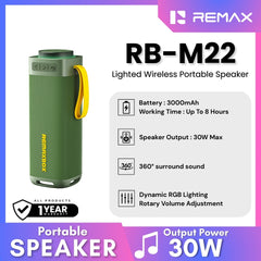 REMAX - RB-M22 Lighted Wireless Portable Speaker (30W) - Green